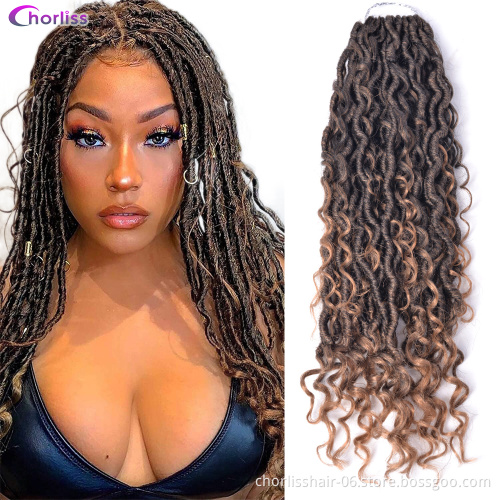 Wholesale Messy River Faux Locs Crochet Hair Extensions With Curly Ends Bohemian River Goddess Locs Afro Synthetic Twist Braids